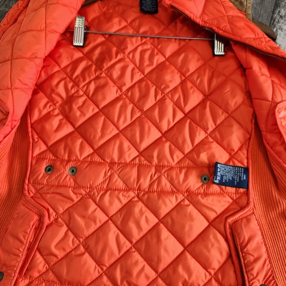 Ralph Lauren Sport Orange Quilted Suede Zip Front Vest Women's Medium - Picture 11 of 14